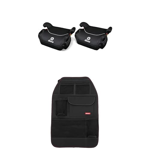 Pack of 2 Black Backless Booster Car Seats with Cup Holders and Back Seat Organizer L5935