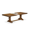 9-Piece Acacia Wood Dining Table Set with Beige Faux Leather Chairs J2765