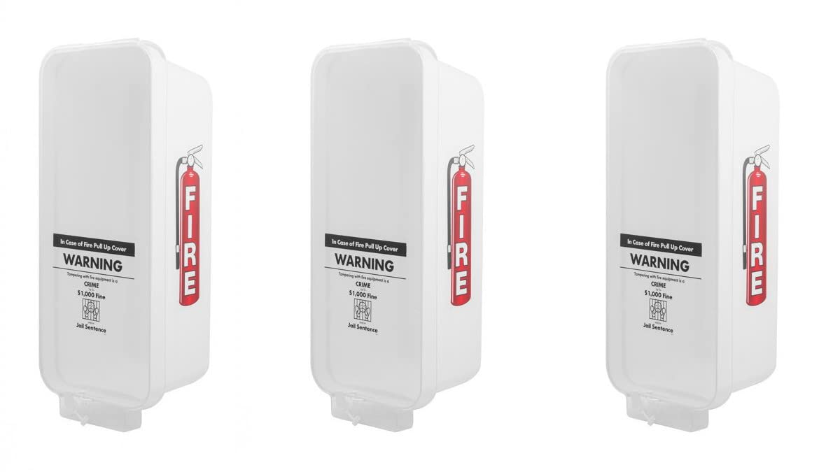3 Pack White Wall-Mounted Fire Extinguisher Cabinet with Clear Pull-Cover Z405759