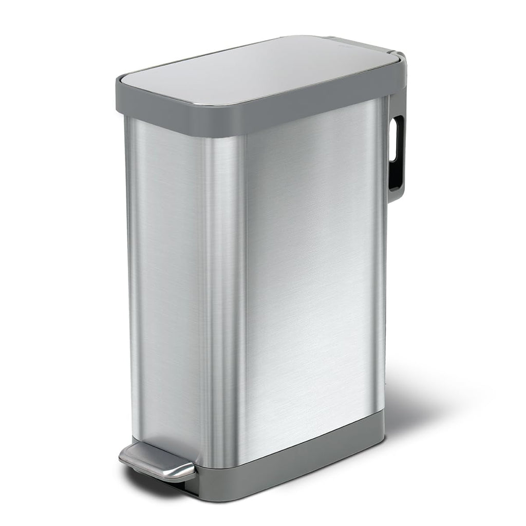 Narrow 12 Gallon Stainless Steel Step Trash Can with Soft Close Lid J20175