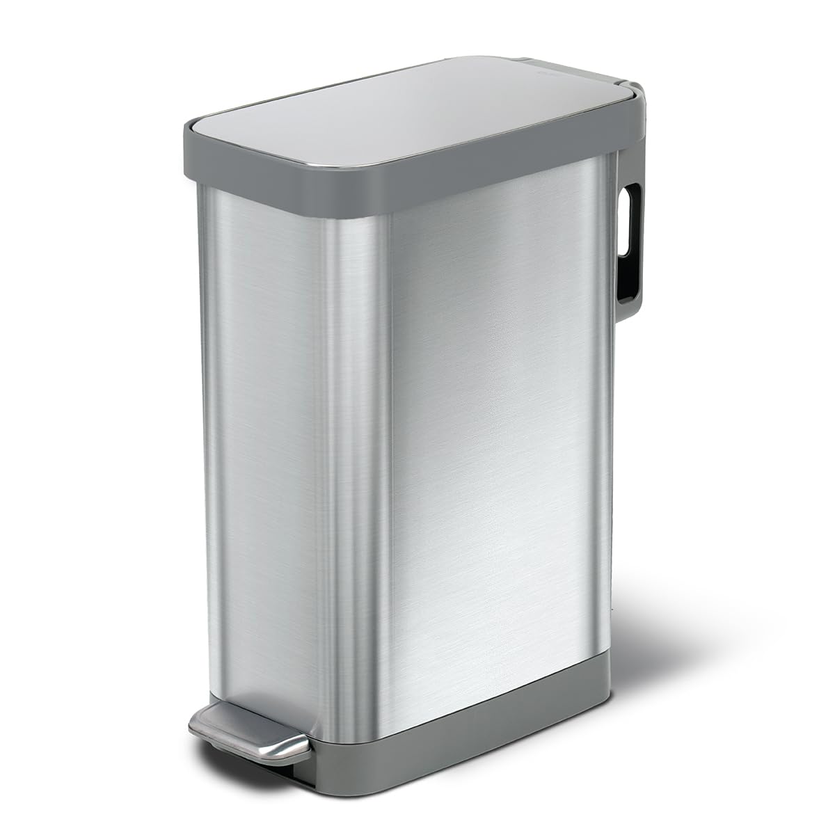 Narrow 12 Gallon Stainless Steel Step Trash Can with Soft Close Lid J20175