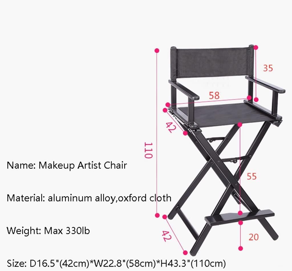 Black Aluminum Folding Director's Chair with Footrest W684