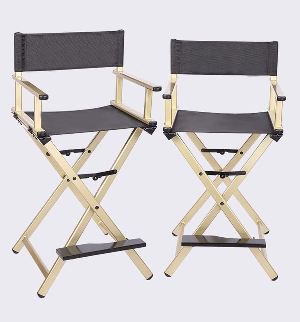 Black Aluminum Folding Director's Chair with Footrest W684