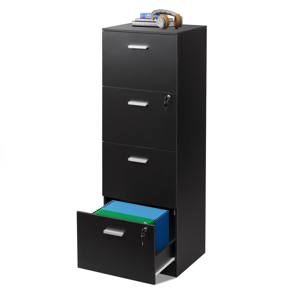 4 Drawer Wood File Cabinet with Lock F42943