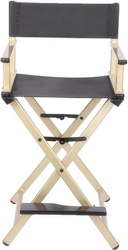 Black Aluminum Folding Director's Chair with Footrest W684