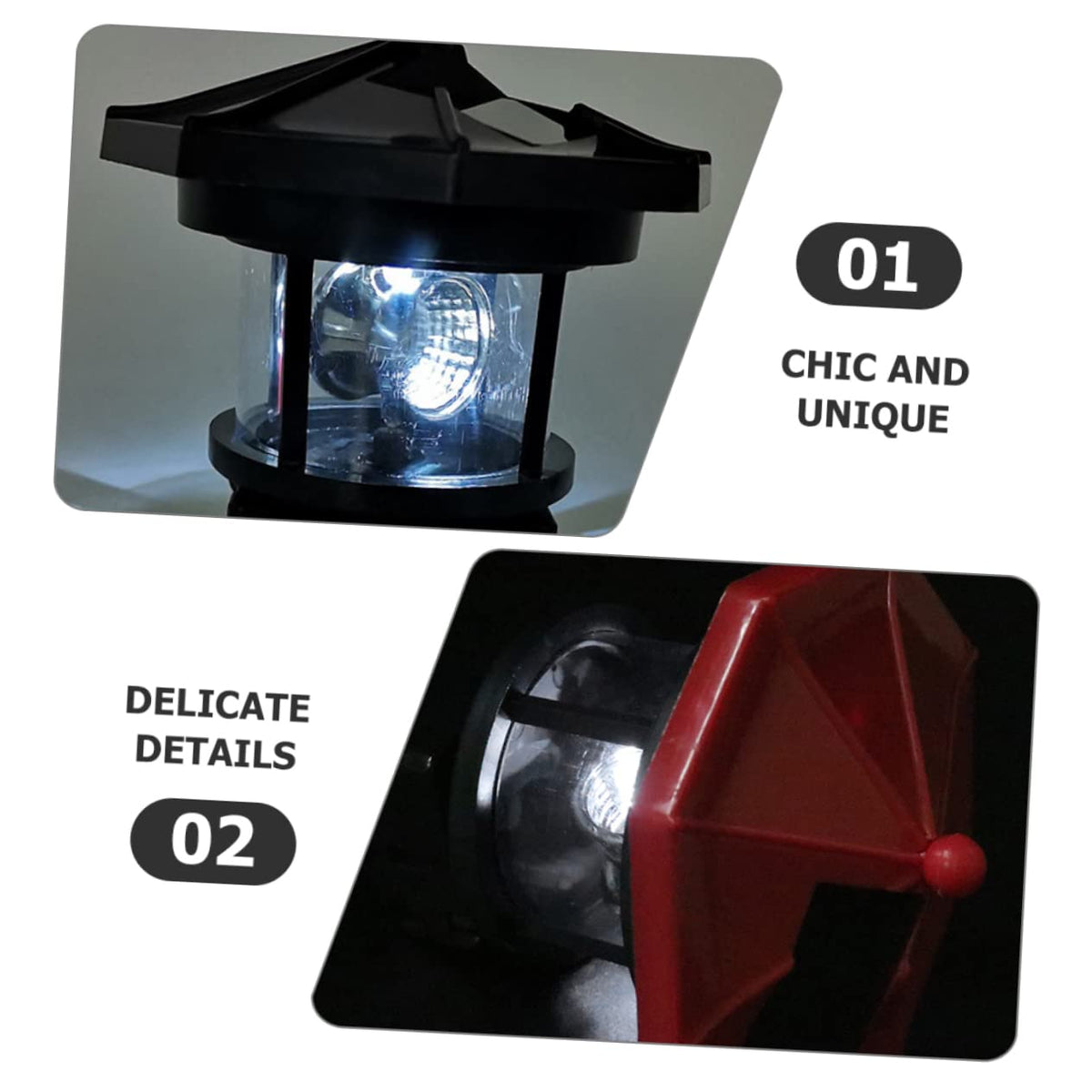 2pcs Solar Powered Rotatable Lighthouse Light X20212