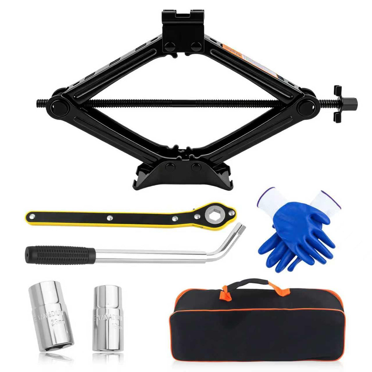 2 Ton Portable Scissor Jacks Set with Lug Wrench M4382