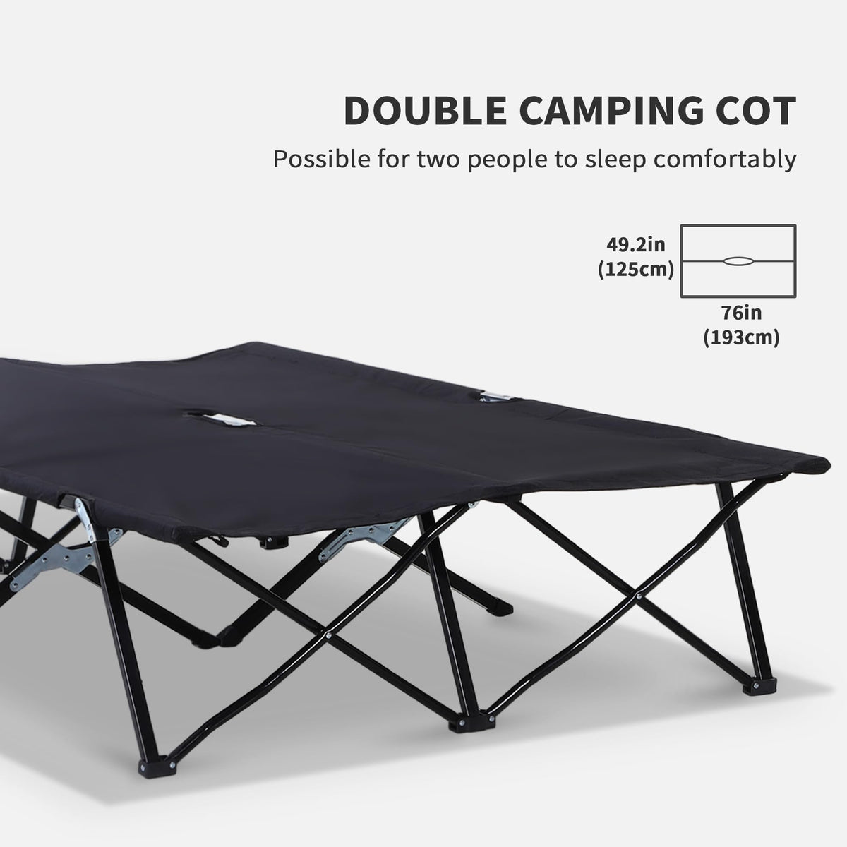 2 Person Folding Camping Cot with Carry Bag, 300 lbs Capacity M69276