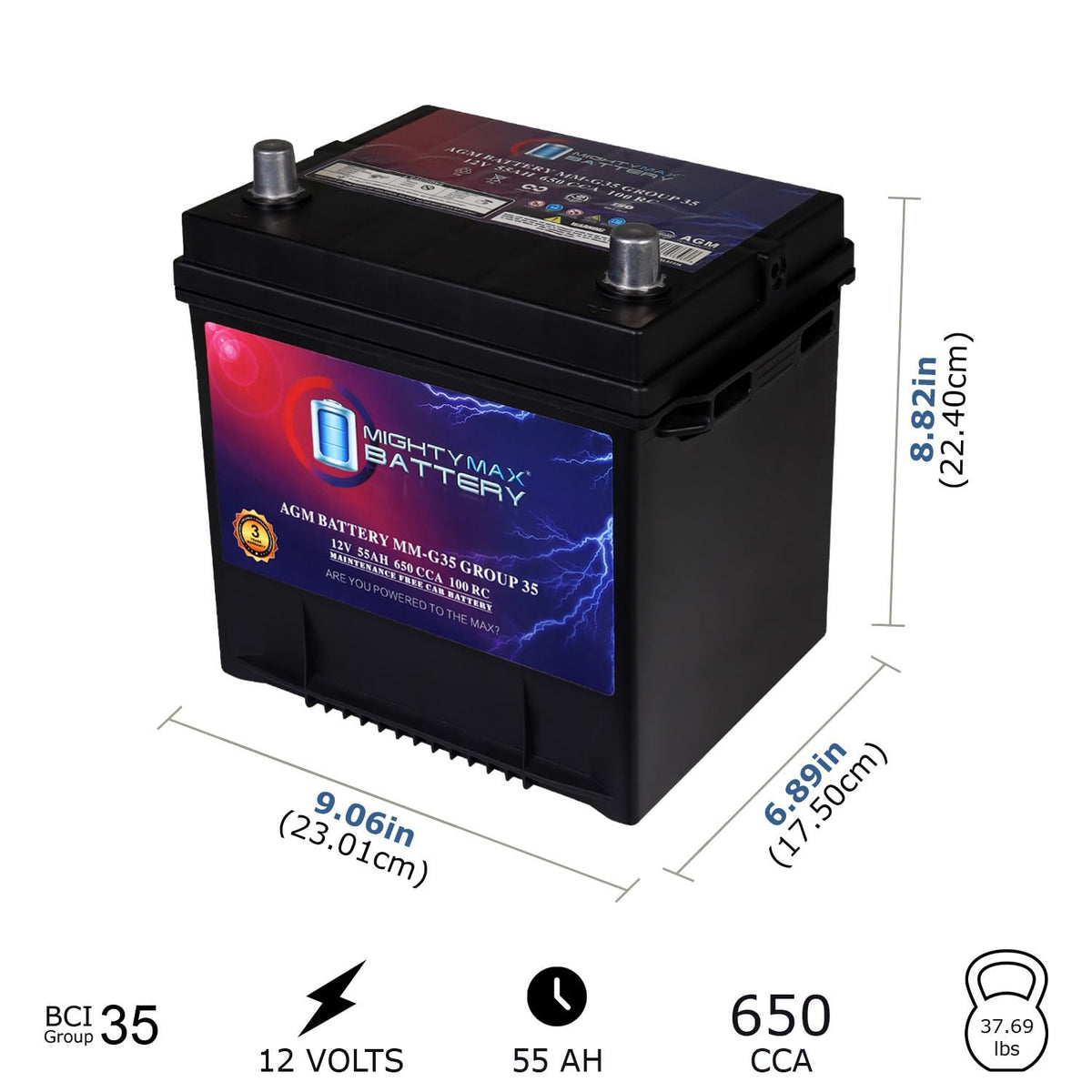 12V 55Ah AGM Replacement Battery D34682