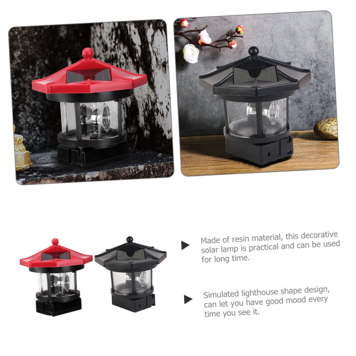 2pcs Solar Powered Rotatable Lighthouse Light X20212