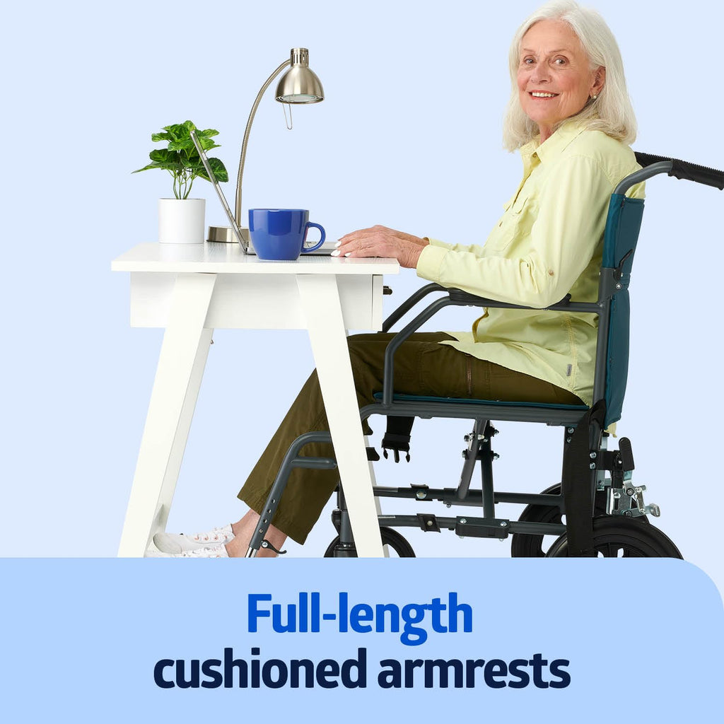 Folding Steel Transport Wheelchair with 12-Inch Wheels Z34222