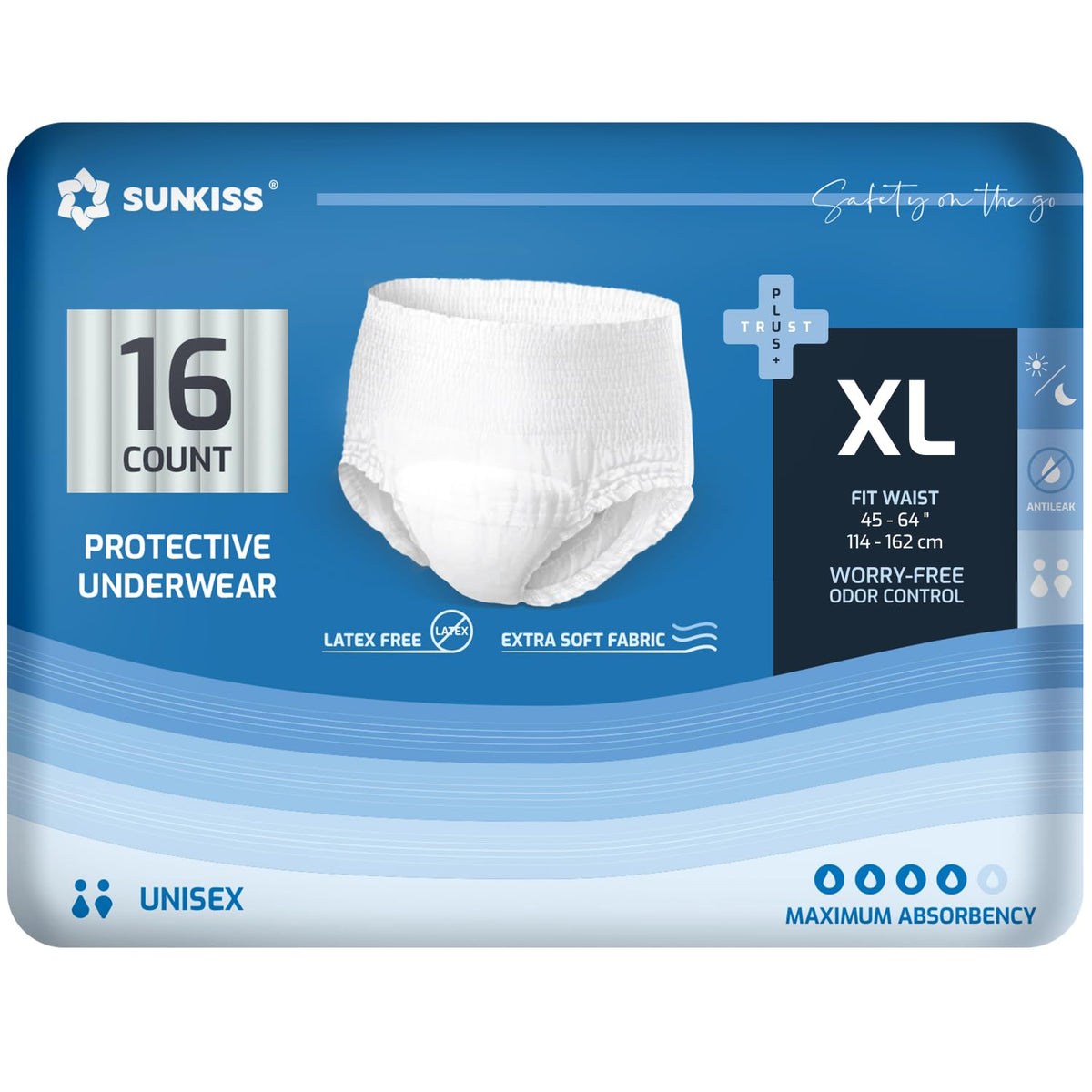 Incontinence Disposable Underwear XLarge 16 Count & Wet Wipes 200 Count X4719