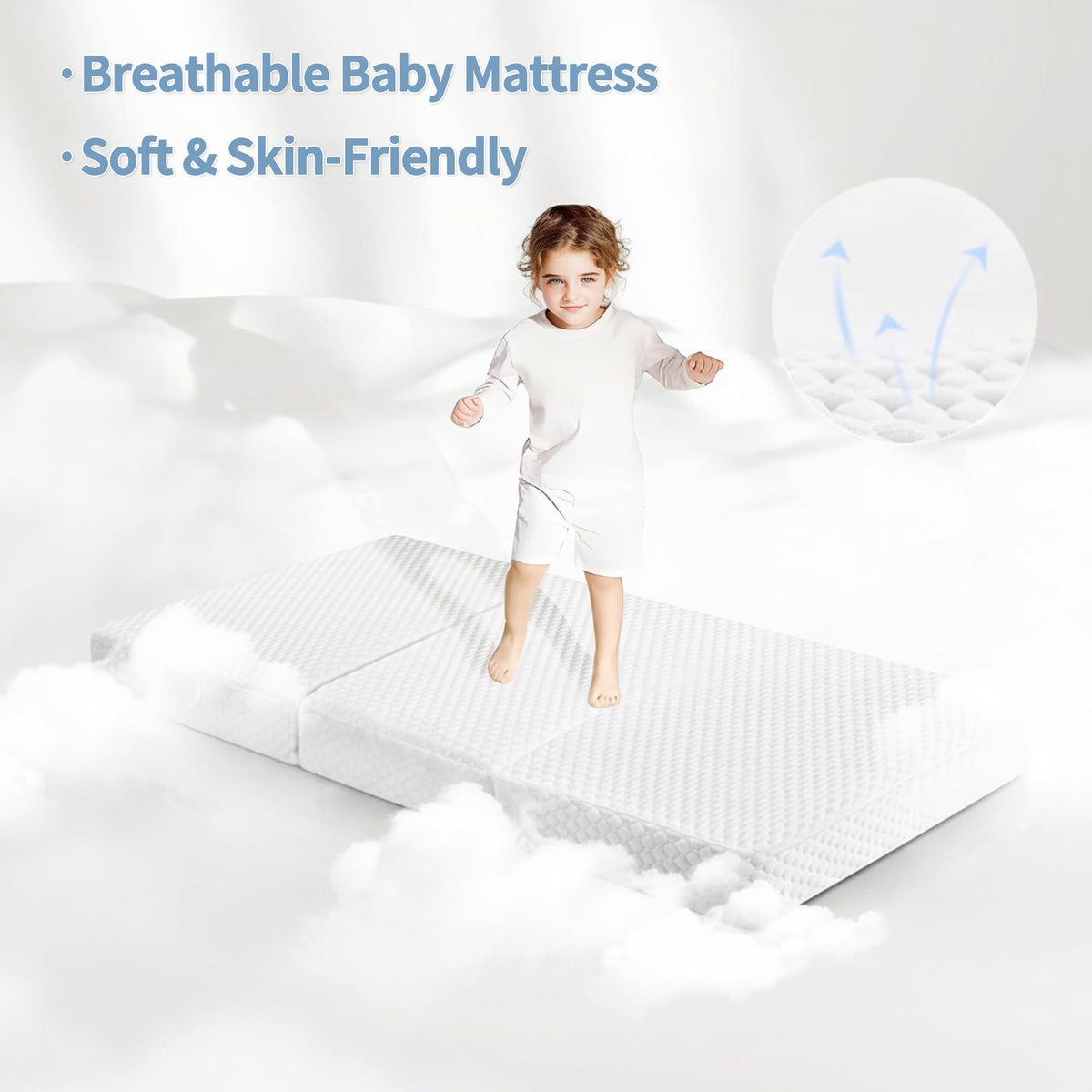 38x26'' Breathable Soft Plush Memory Foam Pack and Play Mattress with Carry Bag B416