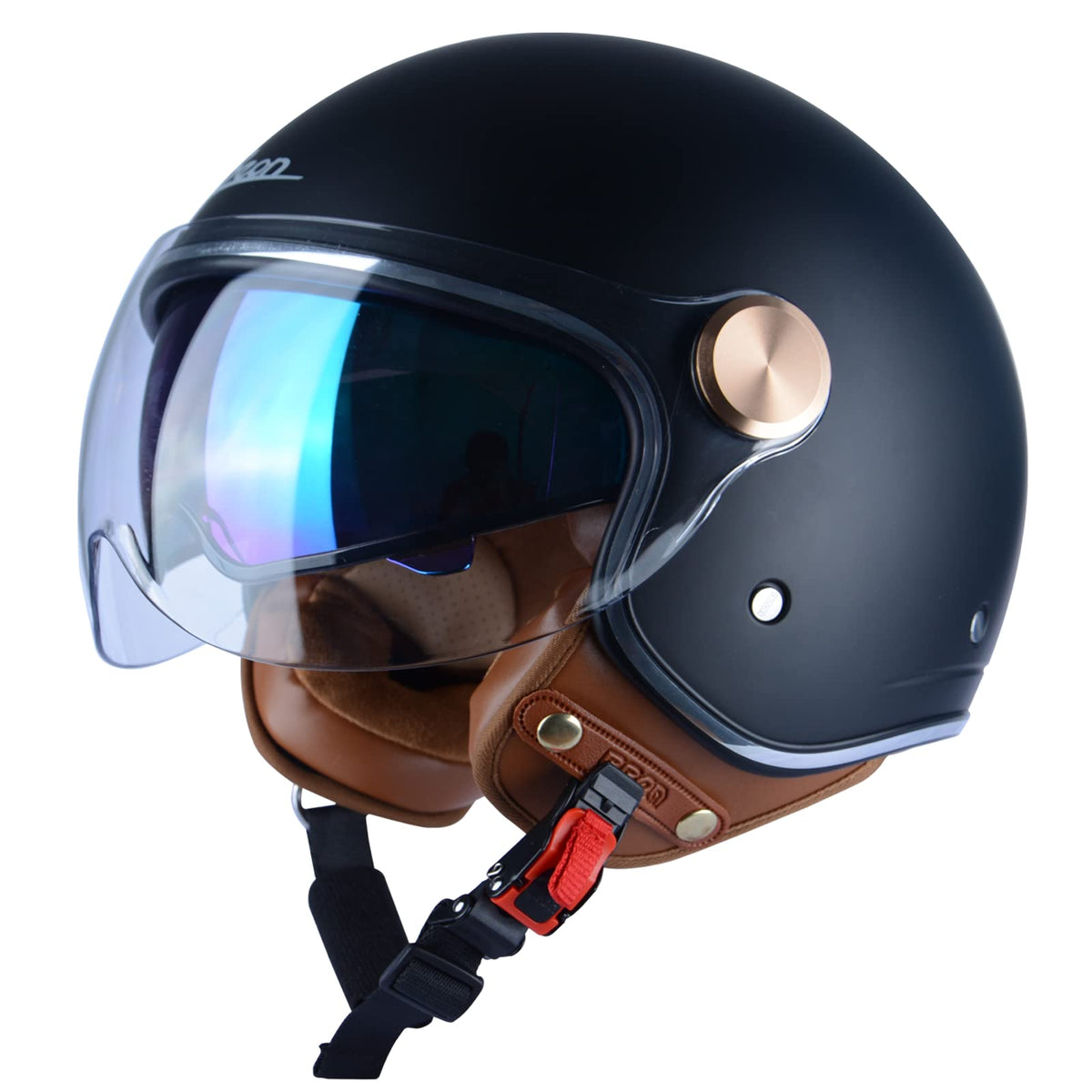 3/4 Face Motorcycle Helmet with Dual Visors Y764820