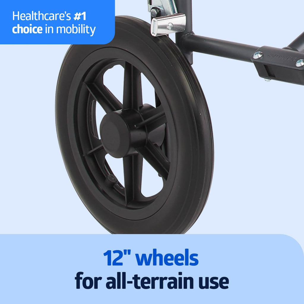 Folding Steel Transport Wheelchair with 12-Inch Wheels Z34222