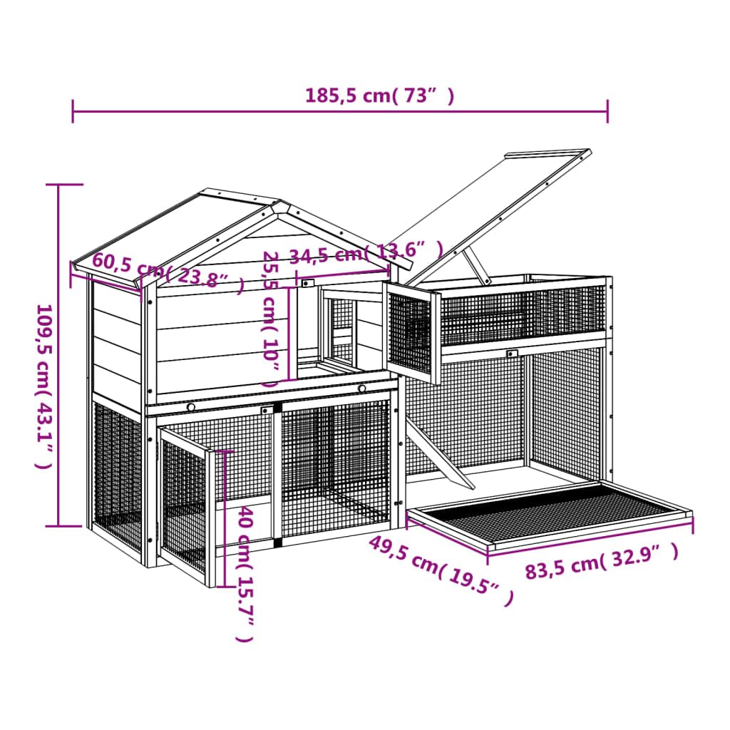 2-Tier Wooden Rabbit Hutch A100