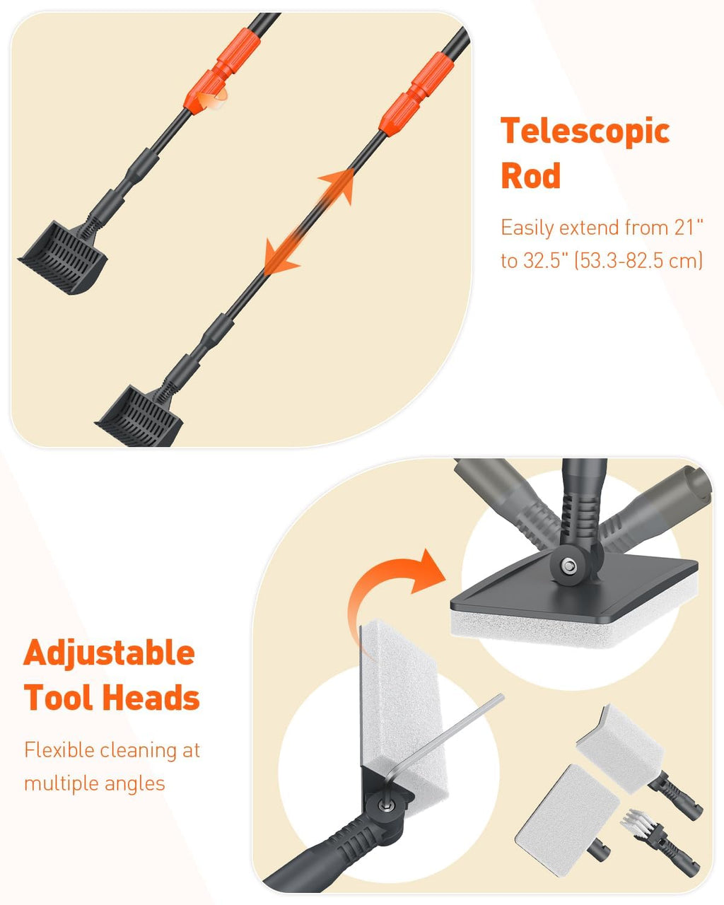7 in 1 Aquarium Cleaning Kit with Adjustable Long Handle X259
