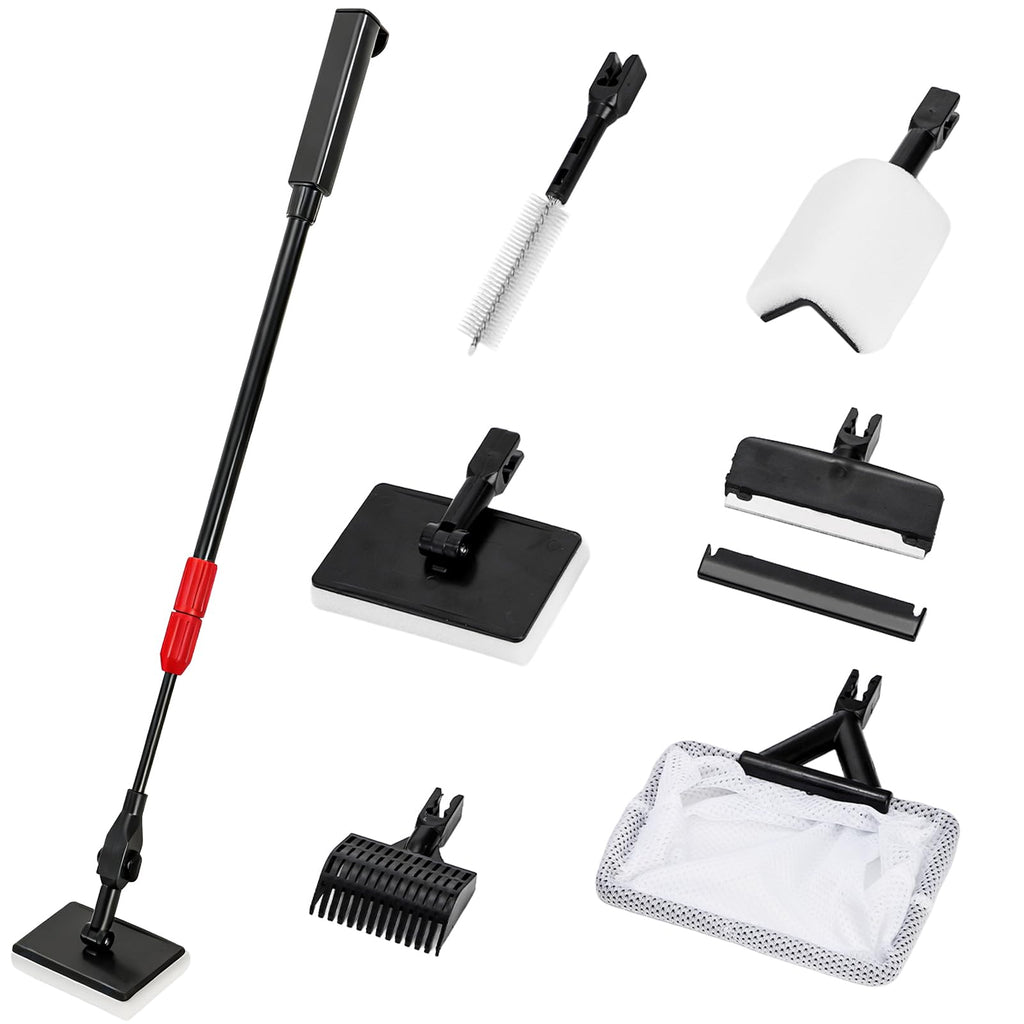 6 in 1 Aquarium Cleaning Tool Kit with Adjustable Telescopic Long Handle N49135