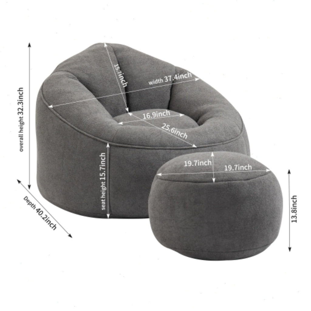 Microfiber Memory Foam Bean Bag Chair with Footstool N61321