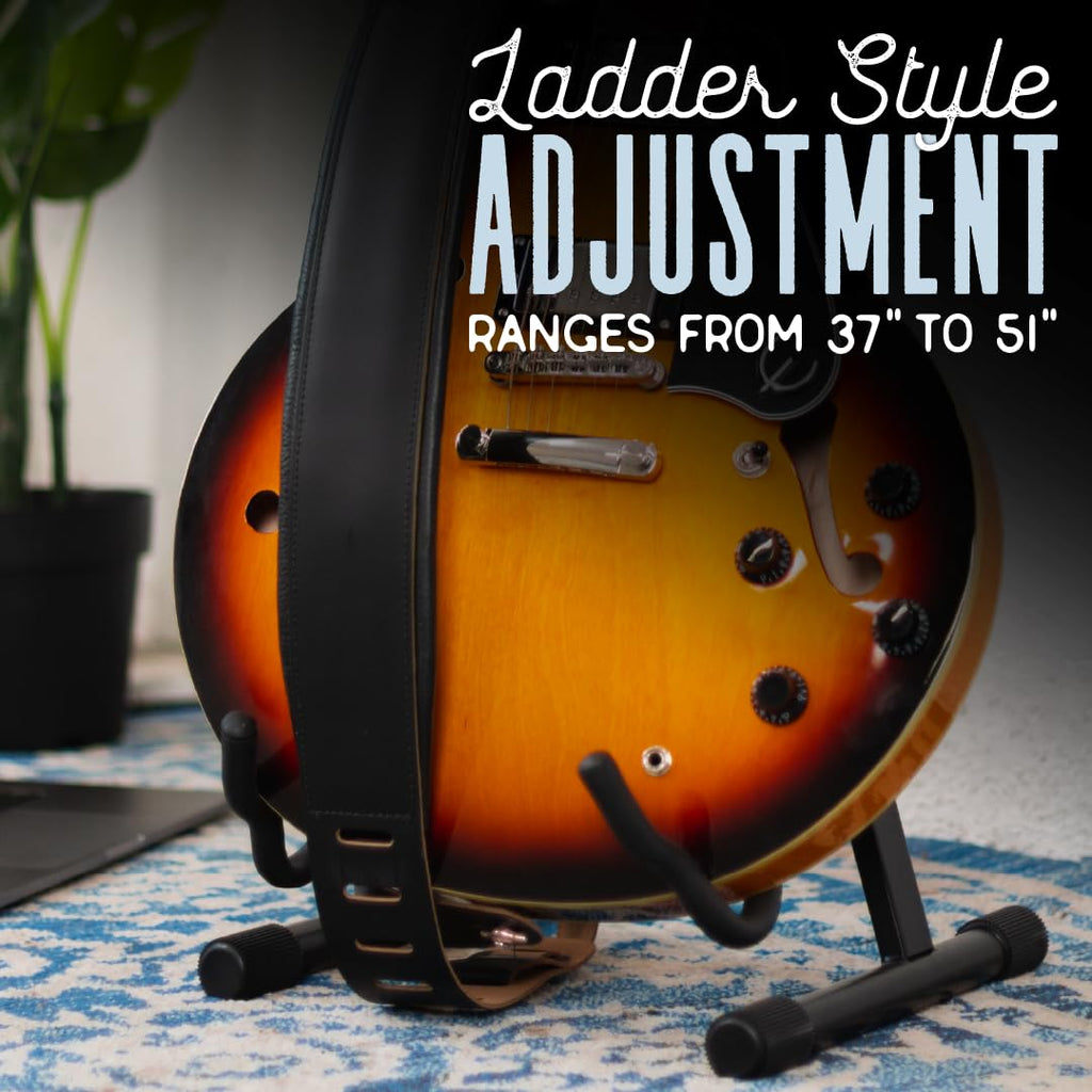 Black Leather Guitar Strap with Foam Padding G340