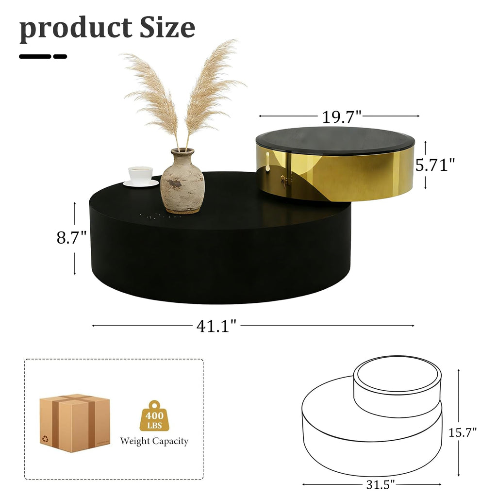 Round Rotating Coffee Table with Tempered Glass Top Y99977