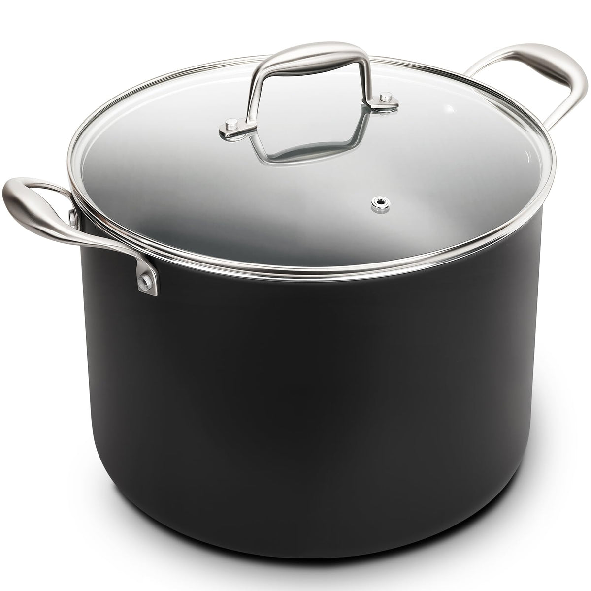 16QT Nonstick Ceramic Stock Pot with Tempered Glass Lid B2542