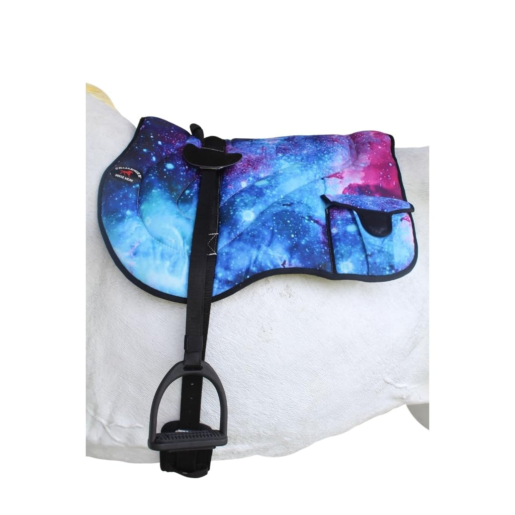 Neoprene Padded Anti-Slip Bareback Saddle Pad Blue Plaid P888