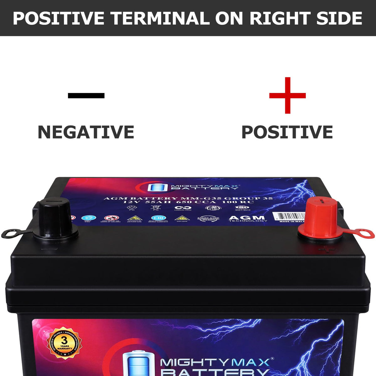 12V 55Ah AGM Replacement Battery D34682
