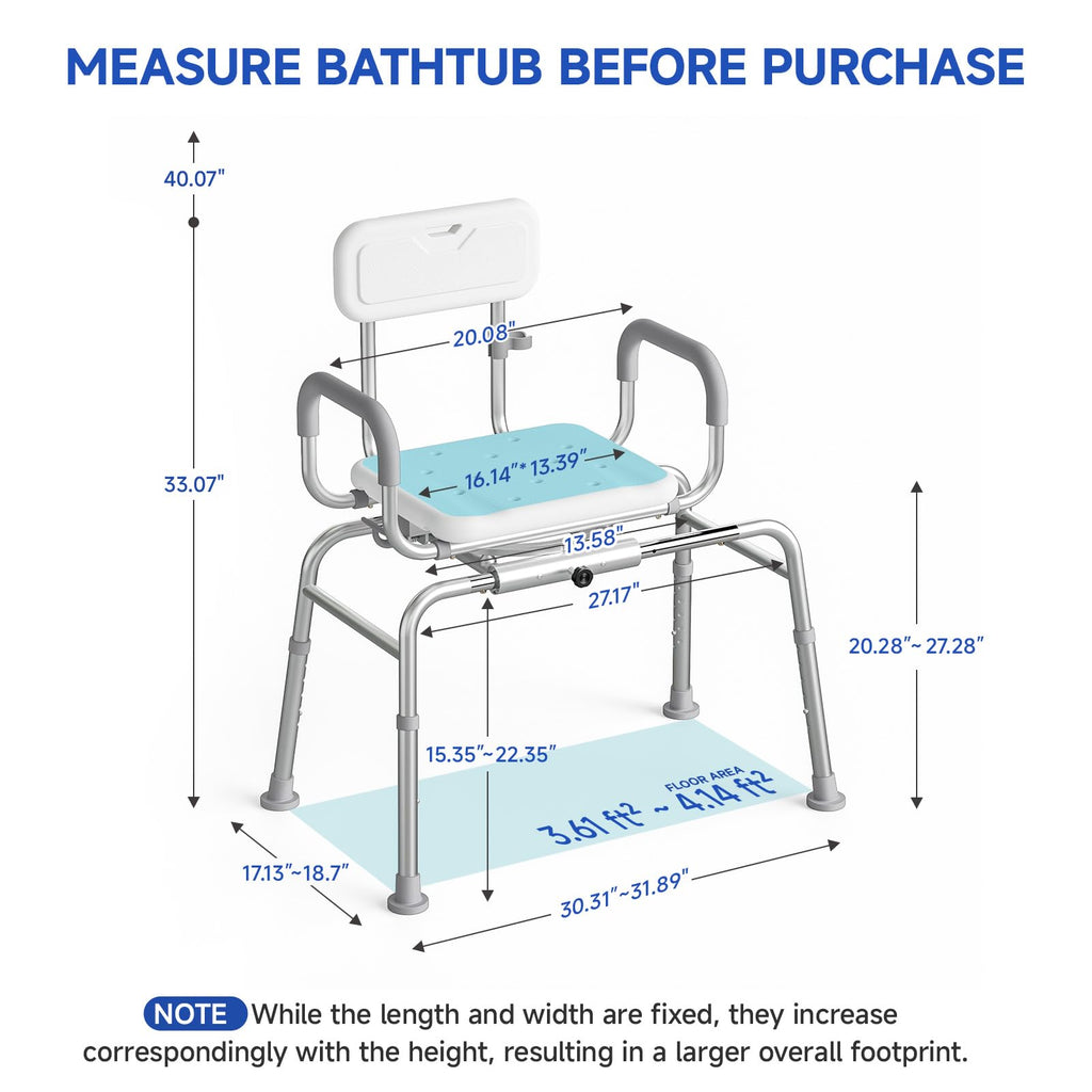 Sliding Shower Chair with Swivel Seat R317485