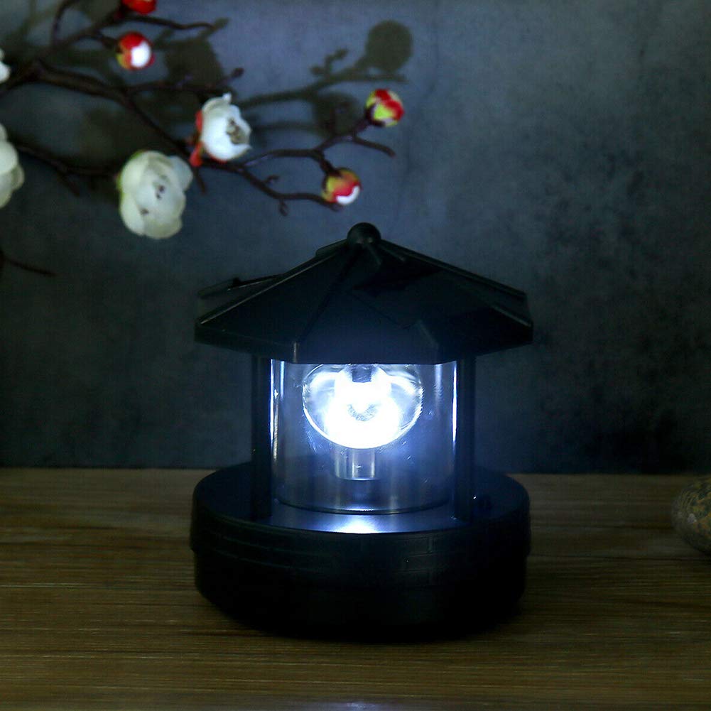 Solar Lighthouse with 360° Rotating Beacon, Waterproof Outdoor Decorative Lamp Z724