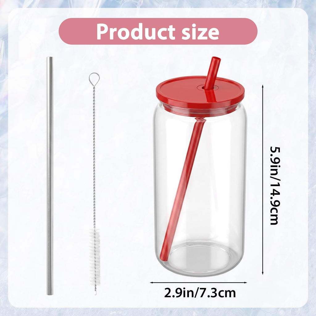 16oz Acrylic Cups with Lids and Straws, 6pcs Clear Plastic Tumbler Set L50533