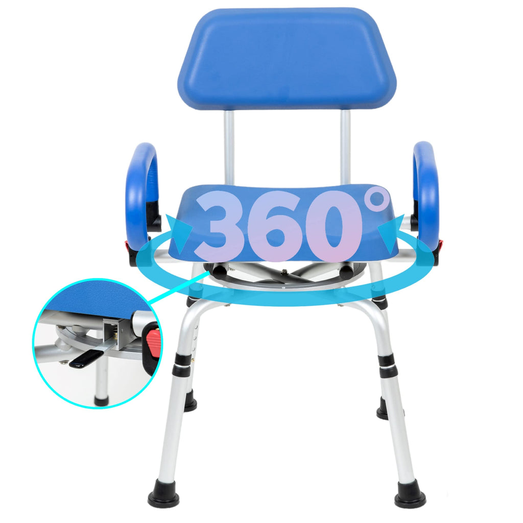 Blue Padded Shower Chair with Back and Arms H596