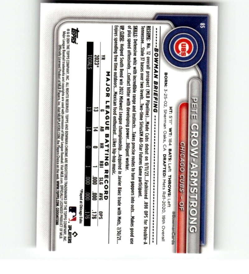 2024 Bowman Chrome Mega Box Mojo Refractor Baseball Trading Card D14214