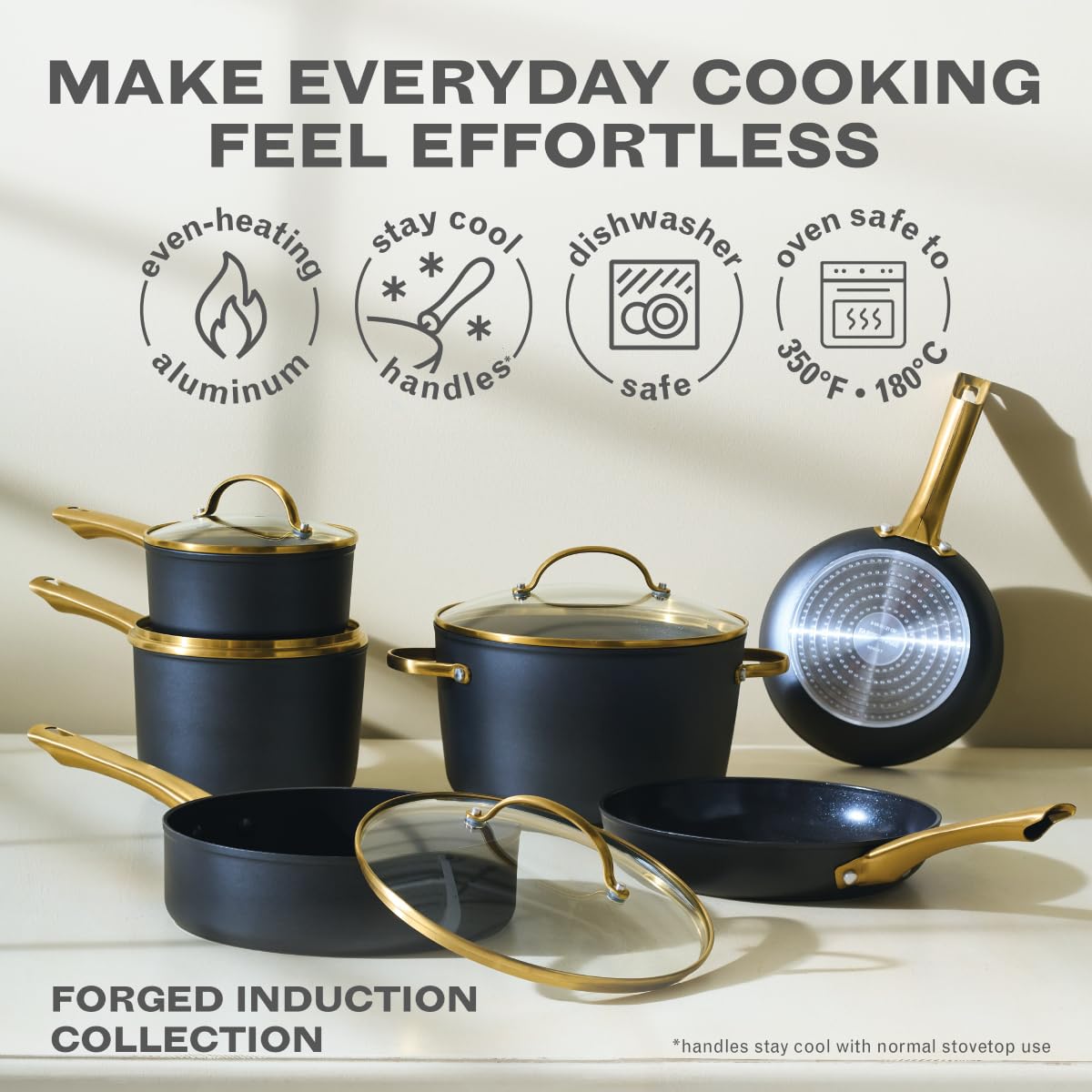 12 Piece Black Ceramic Nonstick Cookware Set X785791