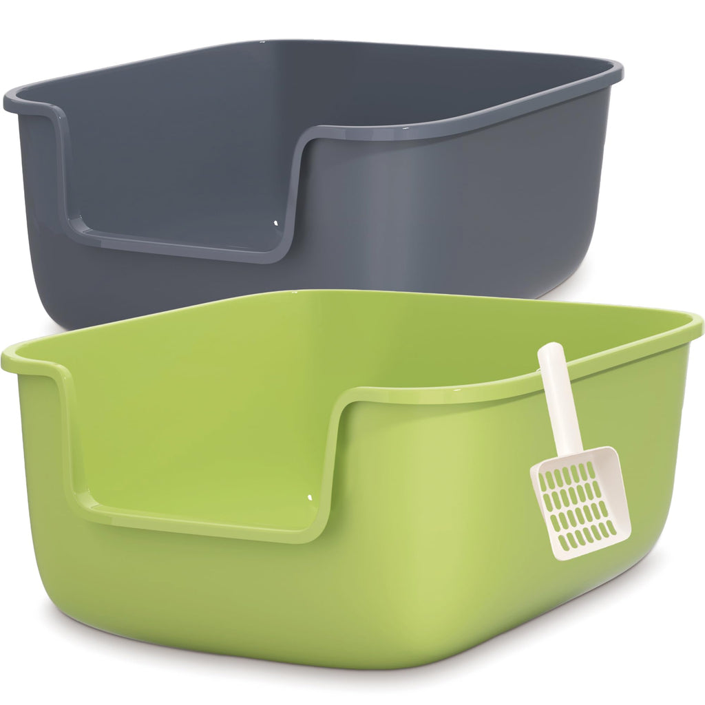 Large High Sided Cat Litter Box with Scoop 2 Pack B817709