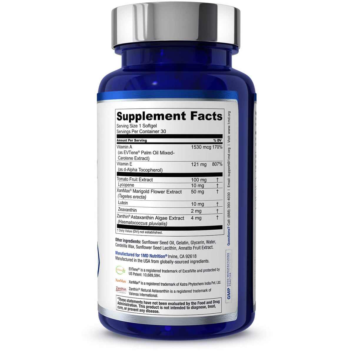 Eye Vitamin Supplement with Lutein & Zeaxanthin 30 Softgels U2487