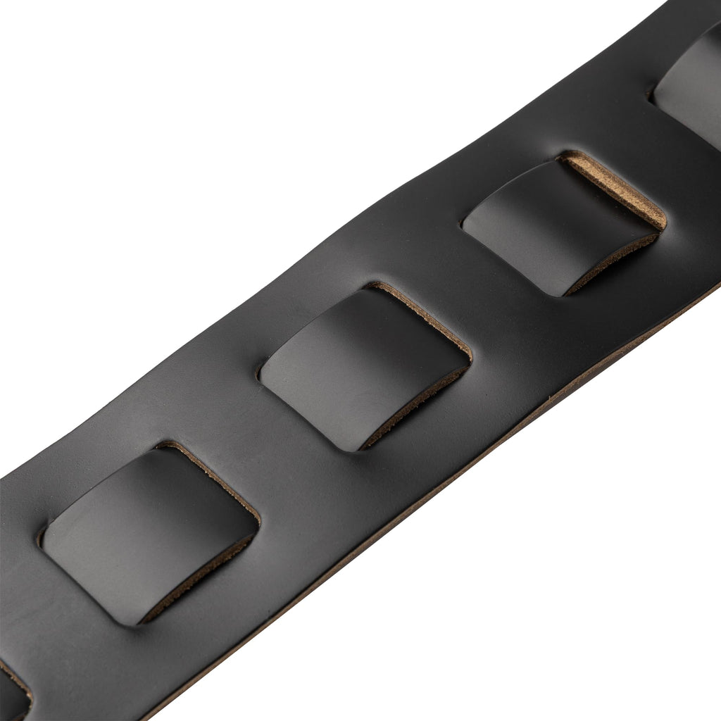 Black Leather Guitar Strap with Foam Padding G340