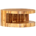 Solid Sheesham Wood Round Coffee Table with Storage Shelf H65216