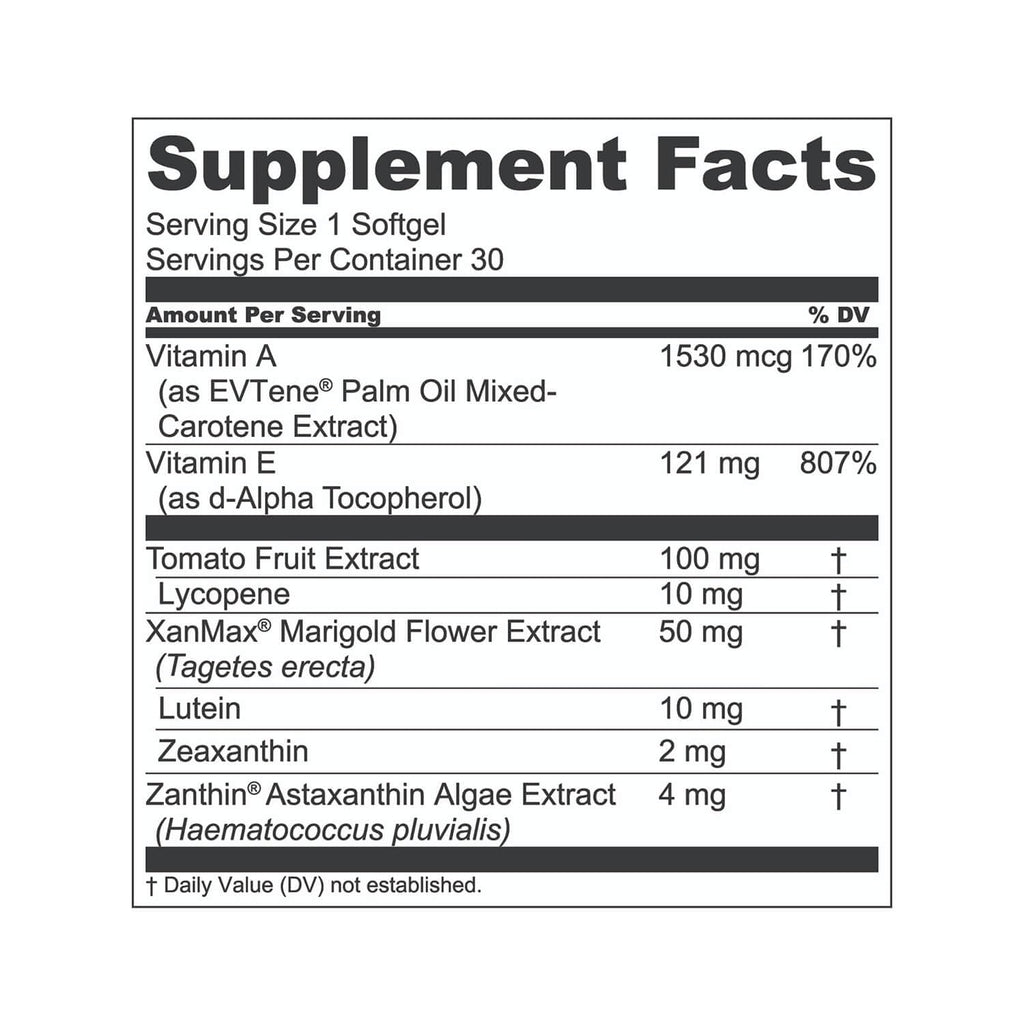Eye Vitamin Supplement with Lutein & Zeaxanthin 30 Softgels U2487