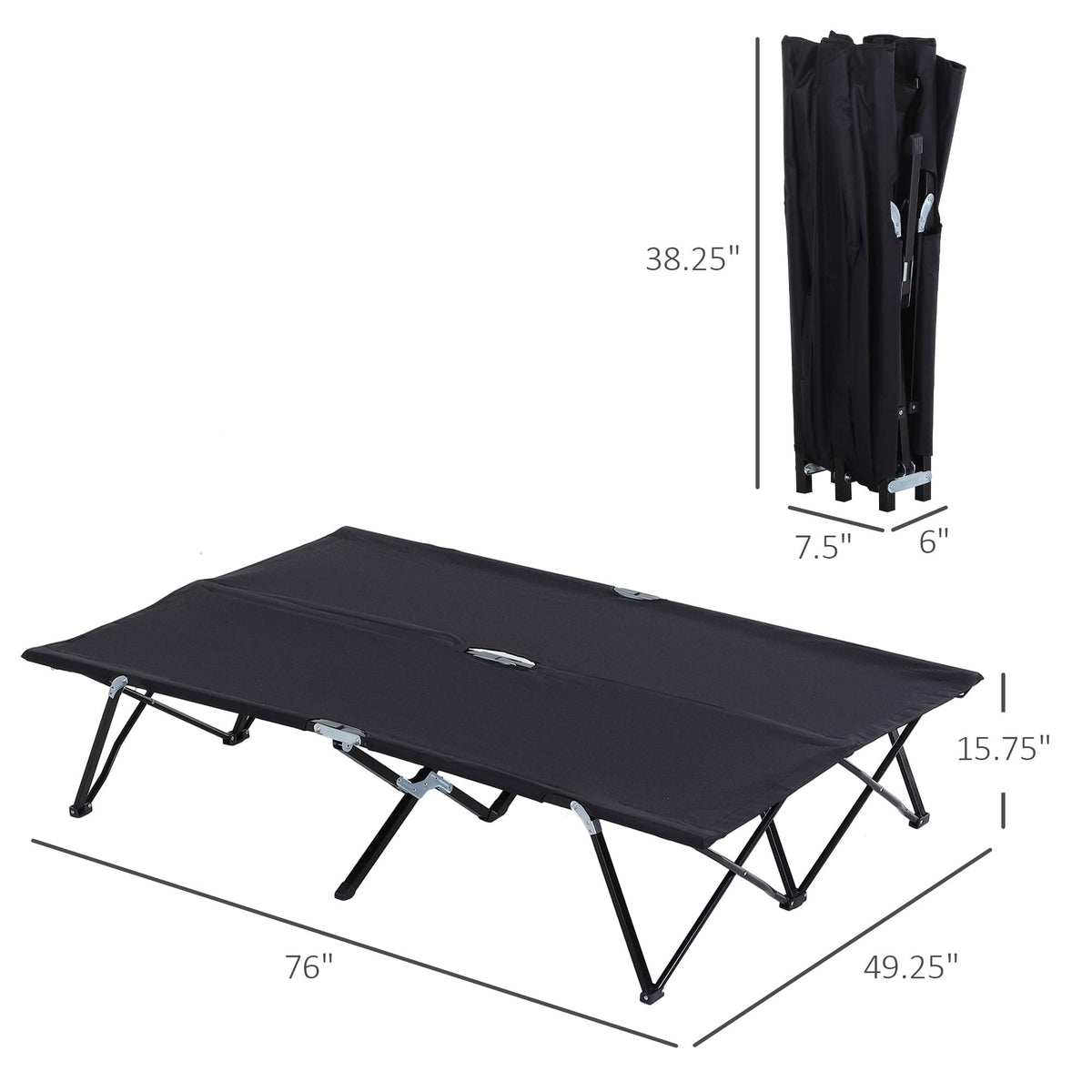 2 Person Folding Camping Cot with Carry Bag, 300 lbs Capacity M69276