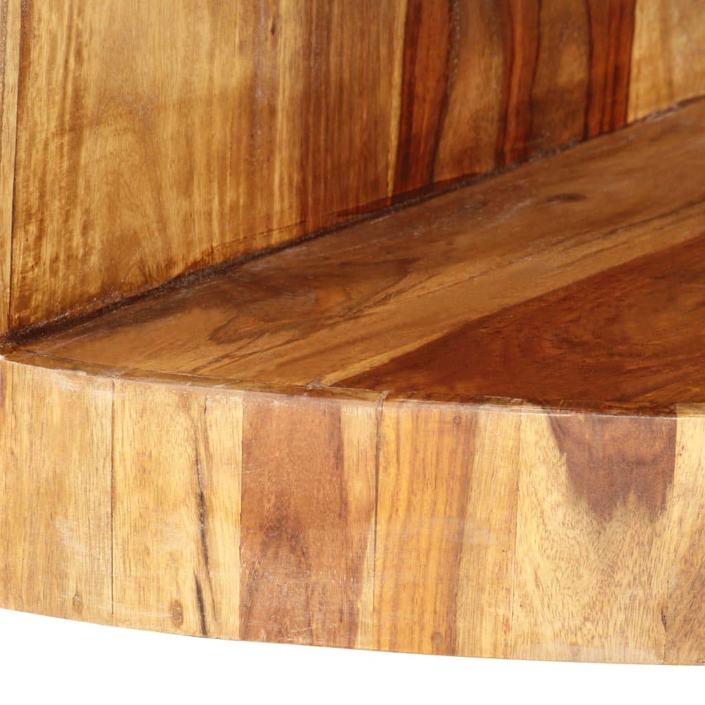 Solid Sheesham Wood Round Coffee Table with Storage Shelf H65216