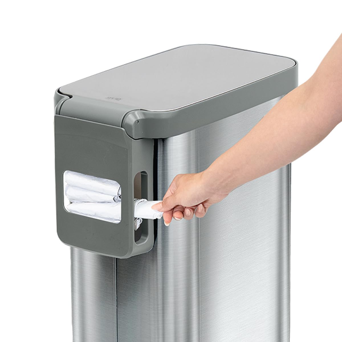 Narrow 12 Gallon Stainless Steel Step Trash Can with Soft Close Lid J20175