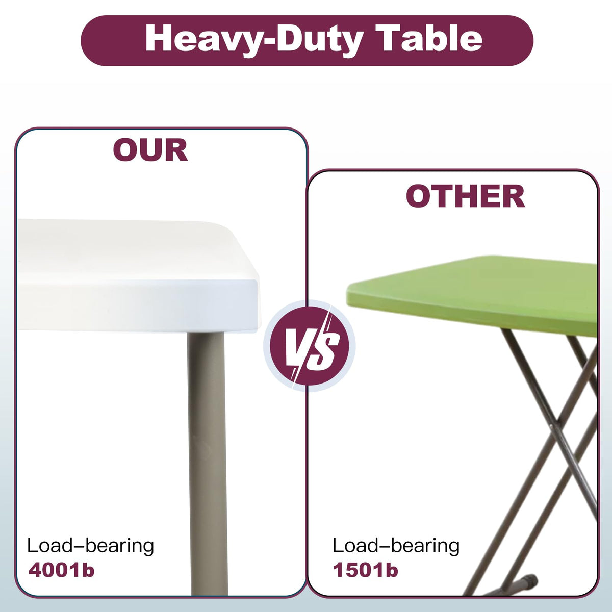 6FT White Folding Plastic Utility Table with Carrying Handle V276227