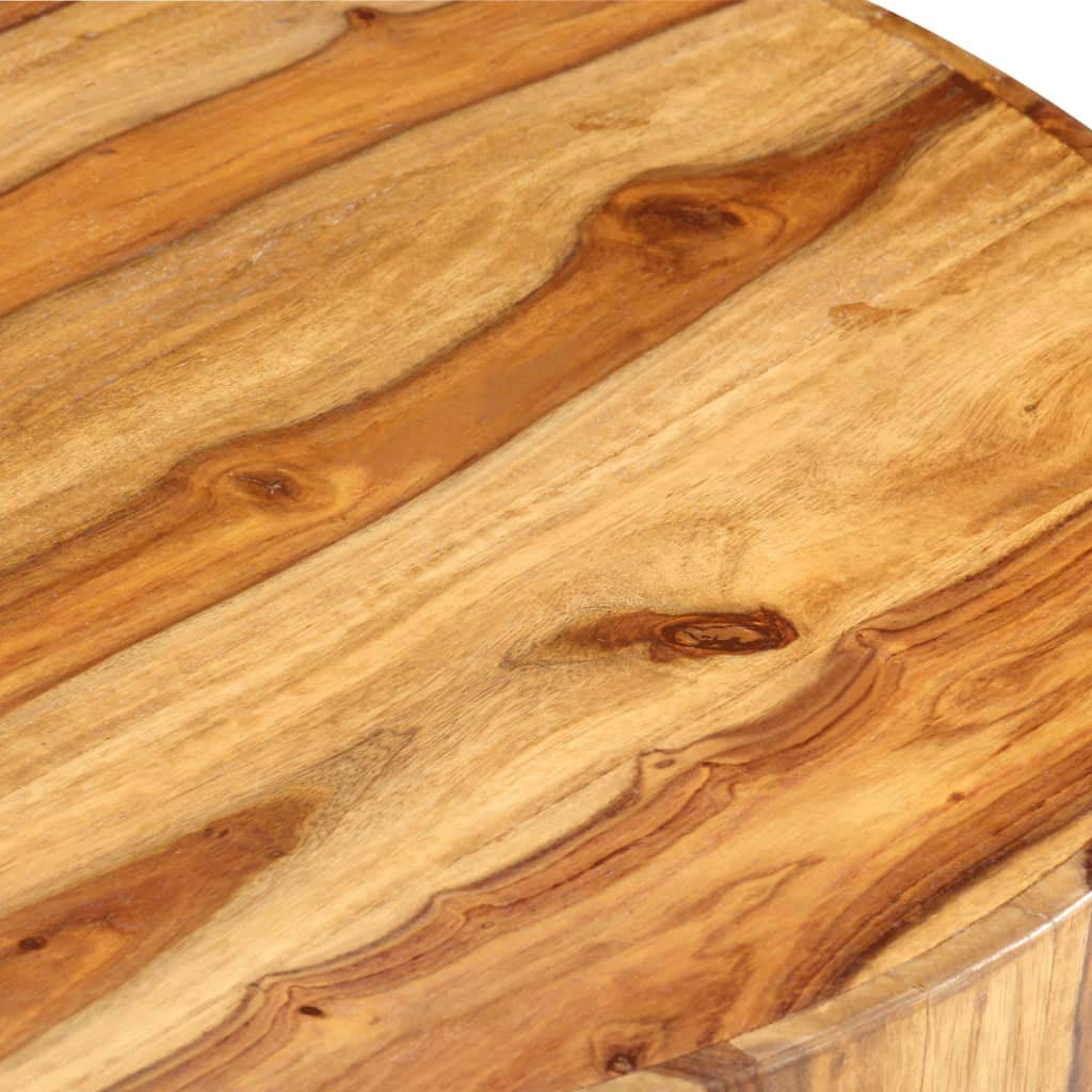 Solid Sheesham Wood Round Coffee Table with Storage Shelf H65216