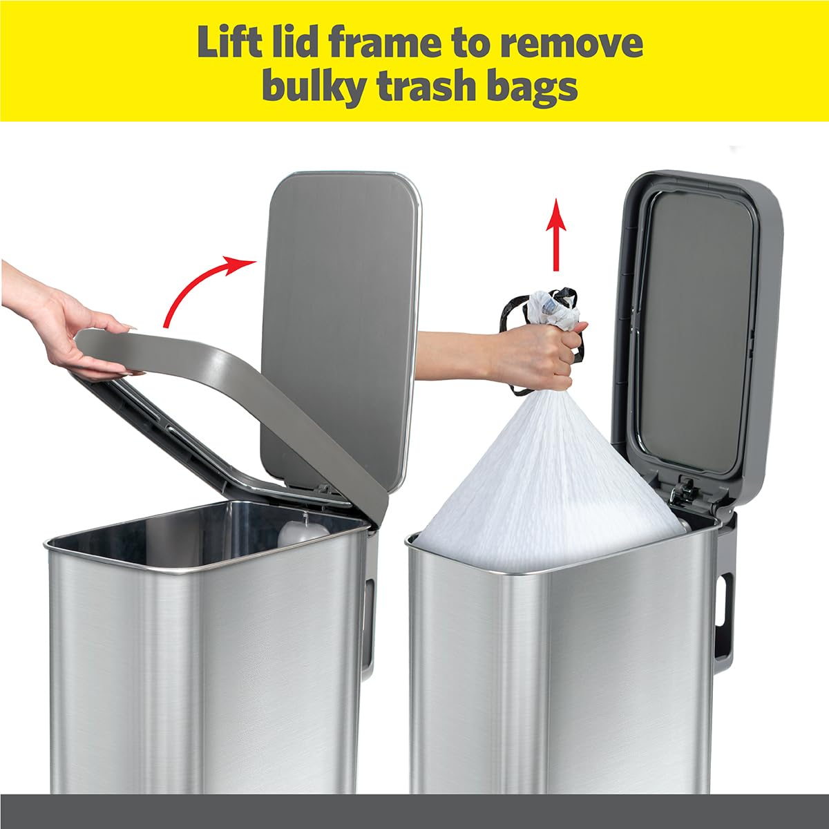 Narrow 12 Gallon Stainless Steel Step Trash Can with Soft Close Lid J20175
