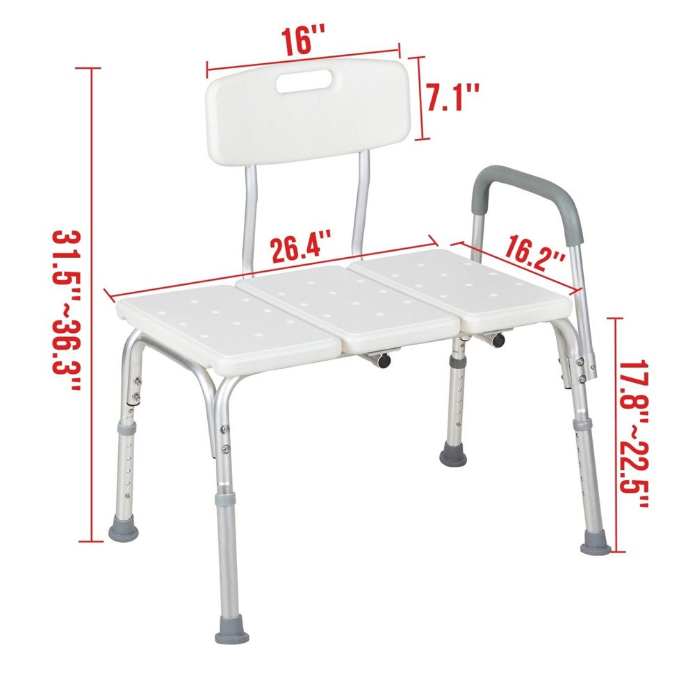 White Bath Chair with Padded Armrests and Back K325