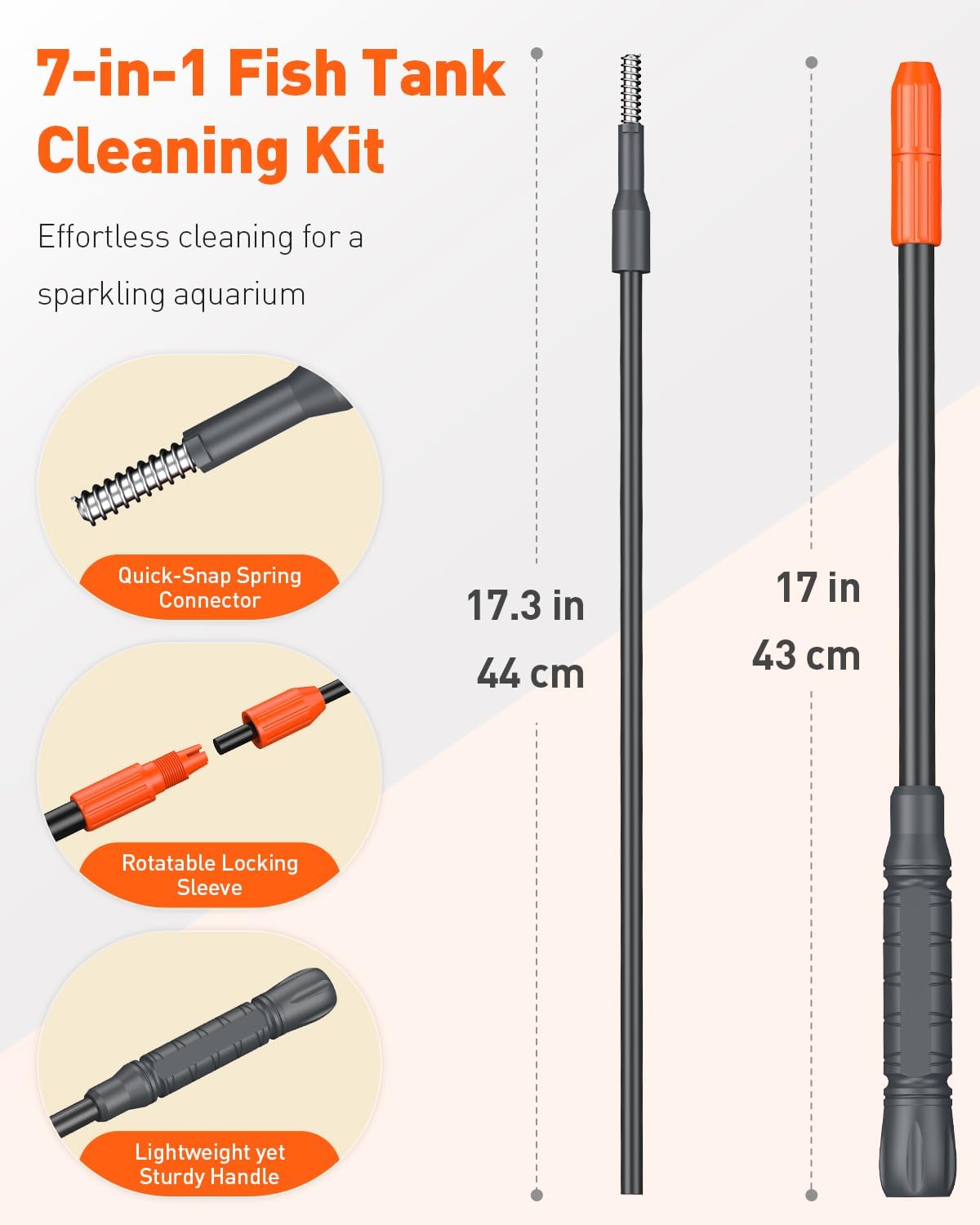7 in 1 Aquarium Cleaning Kit with Adjustable Long Handle X259