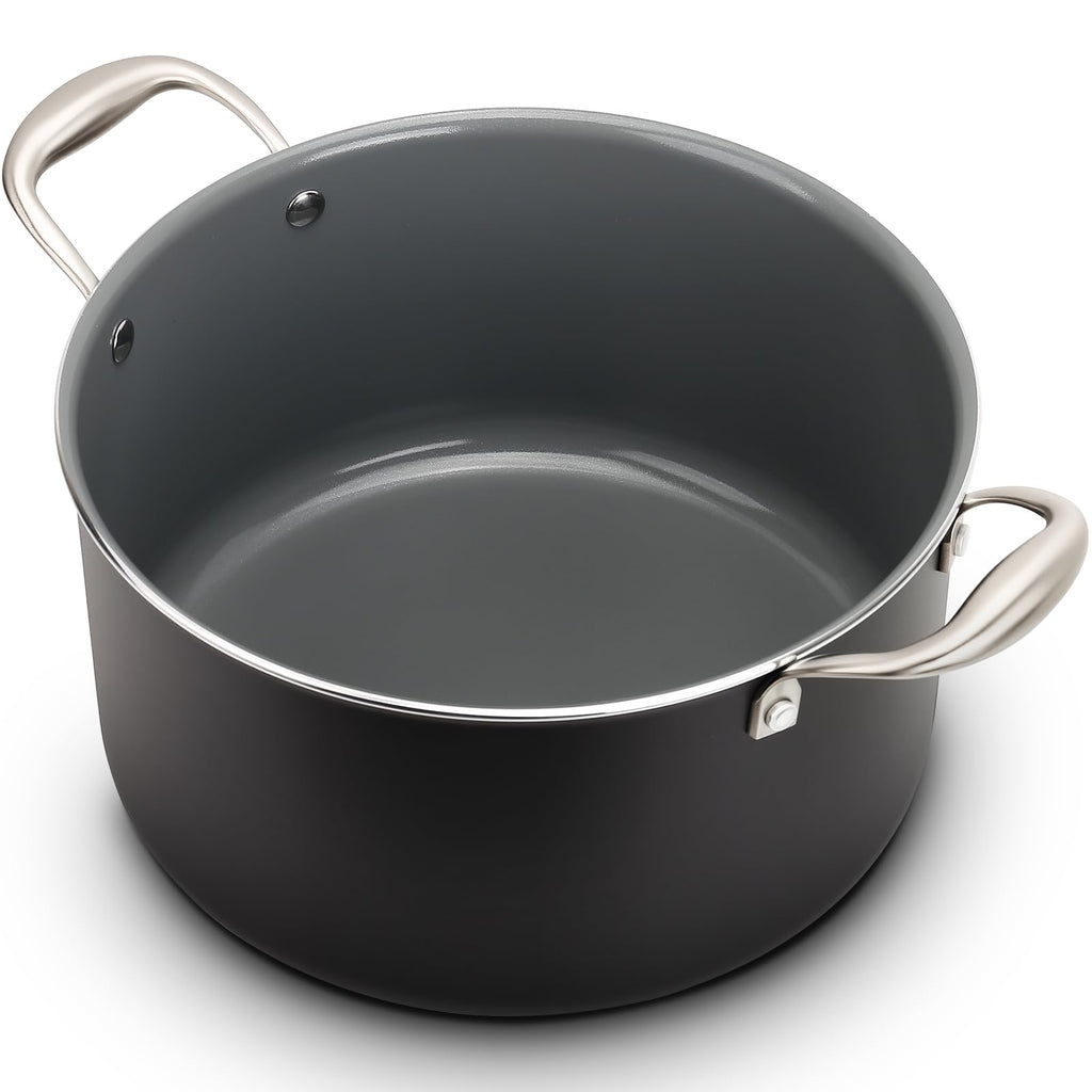 16QT Nonstick Ceramic Stock Pot with Tempered Glass Lid B2542