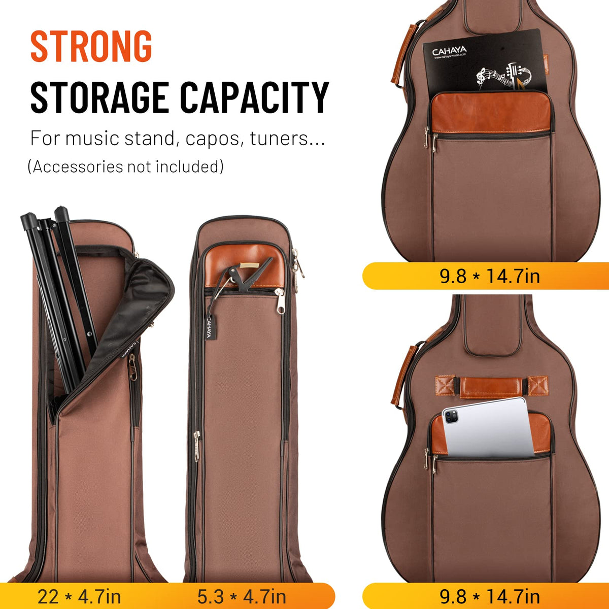 40 41 42 In 6 Pockets Water Resistent Oxford Cloth Padded Guitar Bag N681