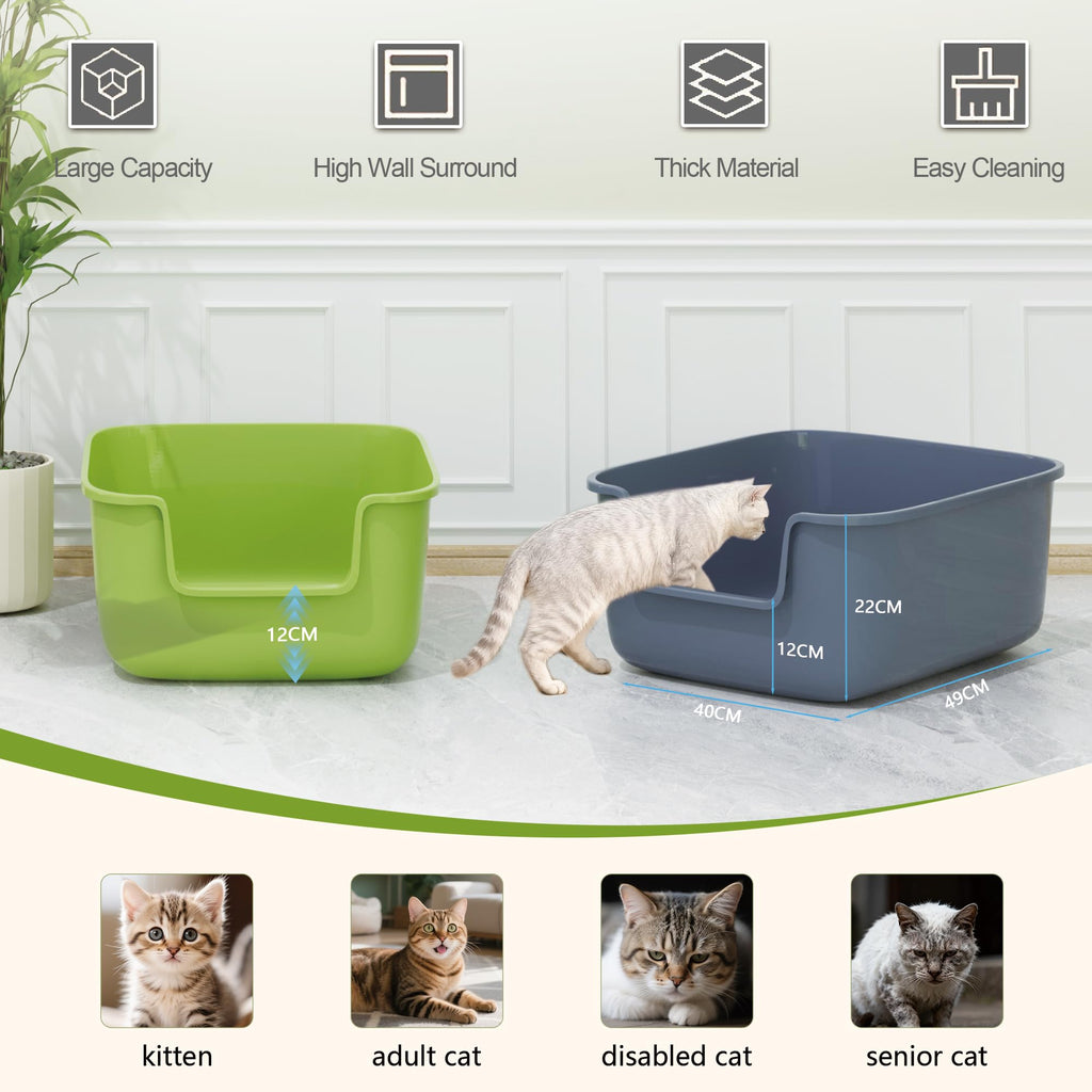 Large High Sided Cat Litter Box with Scoop 2 Pack B817709